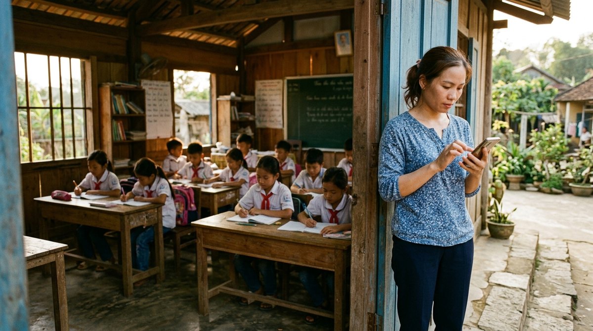 Giáo viên điểm danh học sinh bằng điện thoại